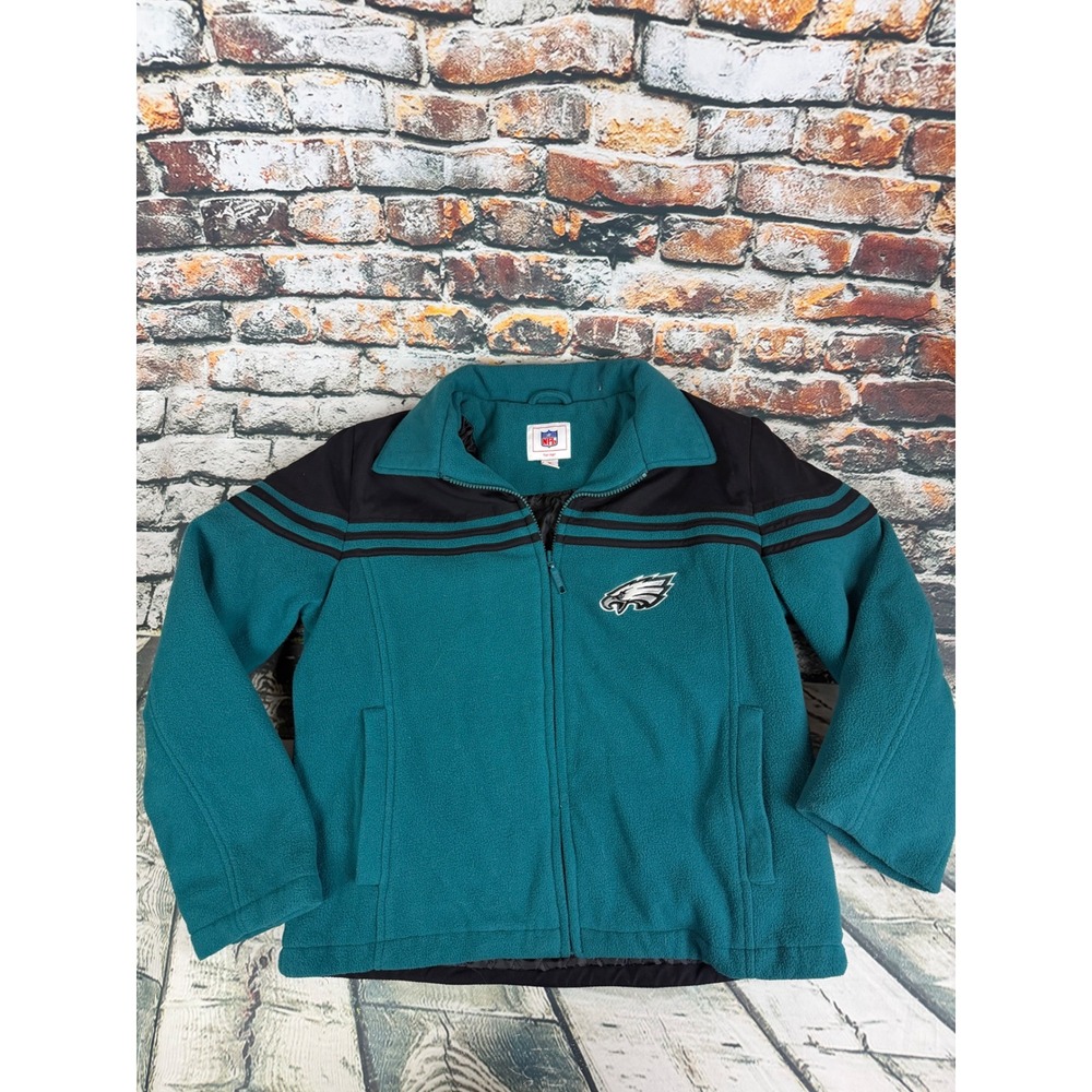 NFL For Her Philadelphia Eagles Fleece Jacket Teal Black Full Zip Womens Medium